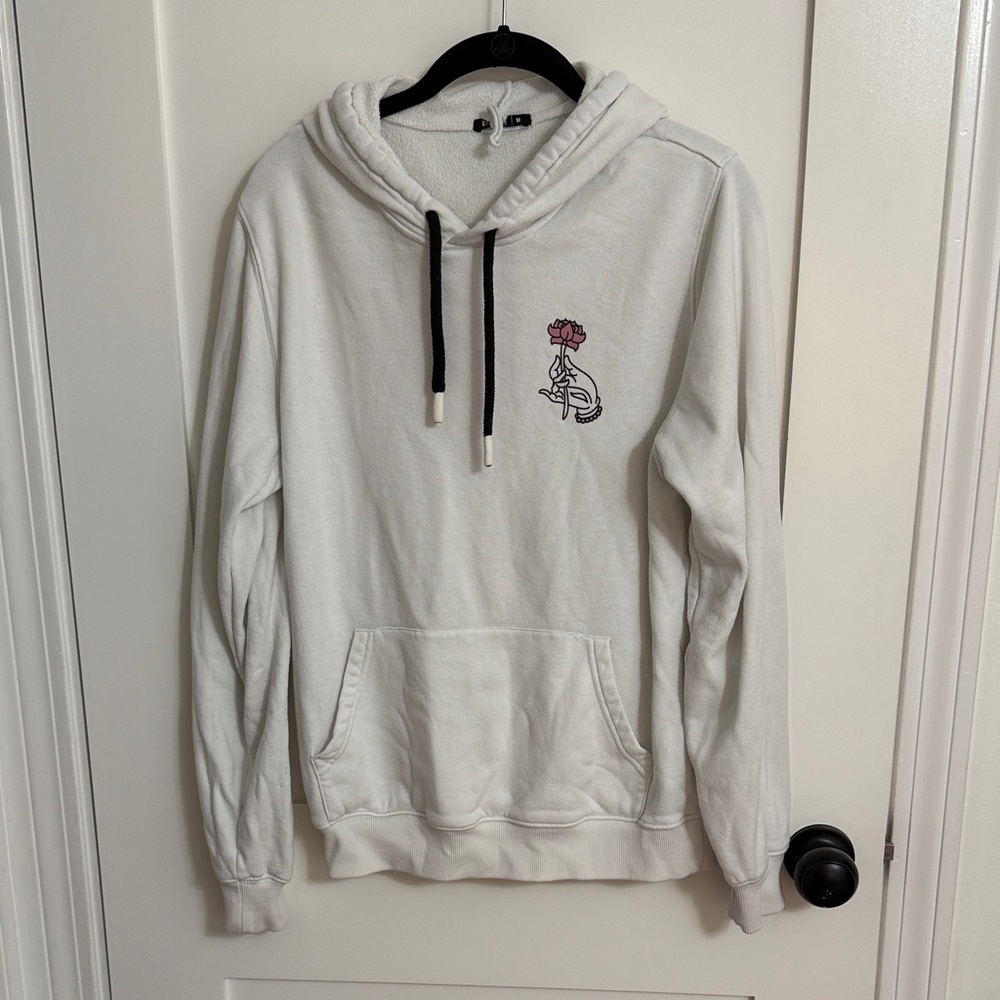 White Hoodie with Embroidered Design